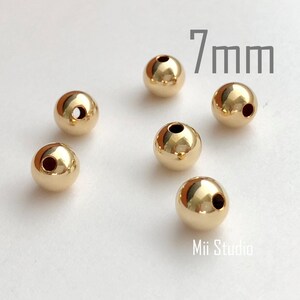 6pcs 7mm 14k yellow gold filled round seamless shiny bead spacer S07g