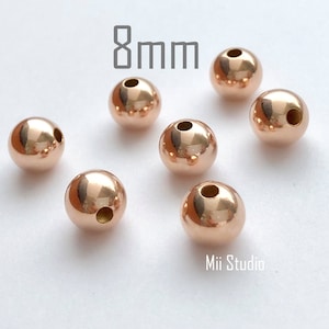 8mm 14K Rose Gold Filled Round Seamless Shiny Bead Spacer 4pcs S08rg