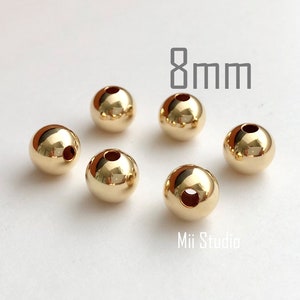 6 stuks 8 mm 14K gold filled ronde naadloze glanzende kraal afstandhouder S08g