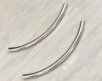 Sterling Silber 40 mm x 2 mm gebogene Tube Perlen F58s