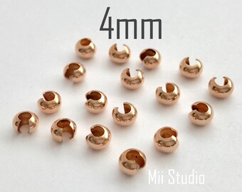 4mm 14k Rose gold filled round crimp bead cover 25pcs F05rg