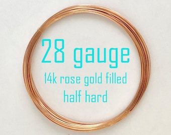 10ft 28 gauge 14k rose gold filled round beading wire bright shinny half hard w28HHrg