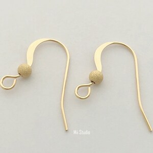 20pcs French Hook Ear Wire with 3mm Stardust Bead 14k Yellow Gold Filled Earring Wire E64g