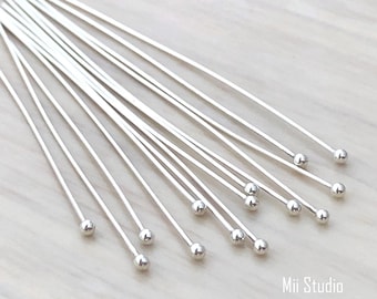 30pcs 50pcs  24 Gauge Sterling Silver Ball Dot Bead Head Pin Headpins F244--2"