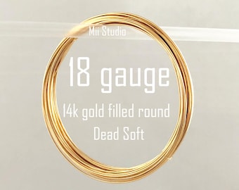 14k Gold Filled Beading Wire, 18 Gauge, Round, Dead Soft --W18DSg