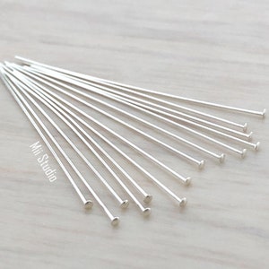 100pcs 26 Gauge 1.5&quot; Solid Sterling Silver Dome Cup Flat Head Pin Headpins F20s