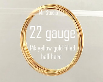 3ft 22 gauge 14k yellow gold filled round beading wire bright shinny yellow half hard w22HHg