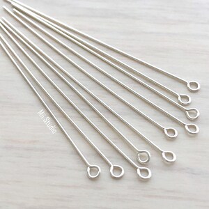 40 peças de pinos de cabeça de pino de olho de prata esterlina 925 calibre 24 2&quot; F255s