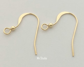 2mm bead french hook ear wire 14k yellow gold filled earring wire E12g