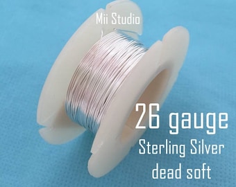 26 jauge Sterling Silver rond perlage fil brillant shinny mort doux w26DS