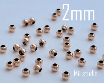 2 mm 14k rose gold filled nahtlose runde Perle Mini Spacer 100Stk S02rg