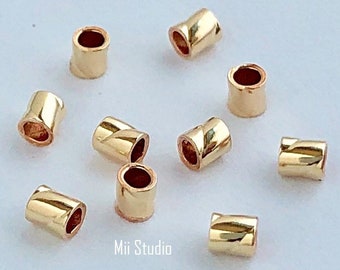 14k Gelbgold Filled Gedrehte Röhrchen 2.0x2.0mm 100 Stück F53g