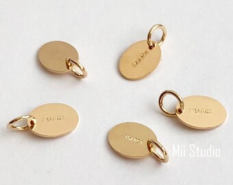 5 Stück 10 Stück 7,3 mm x 5,5 mm Oval Qualität Tag w / Ring 14k Gold Filled T01g