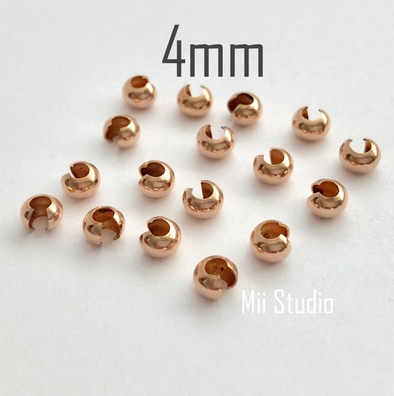 Crimp Bead Cover 4mm Rose Gold Filled (1-Pc)