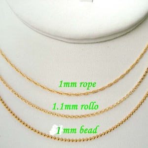 16" 18"  or 20" 14k yellow gold filled Bead, Rollo, ROPE chain necklace with clasp