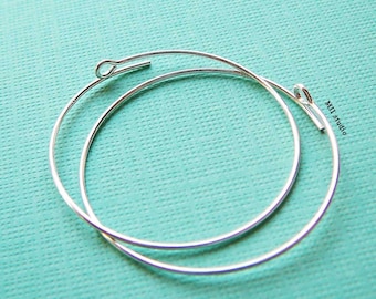 20mm Sterling silver round beading hoop earring wire ear wire earwire  E15s