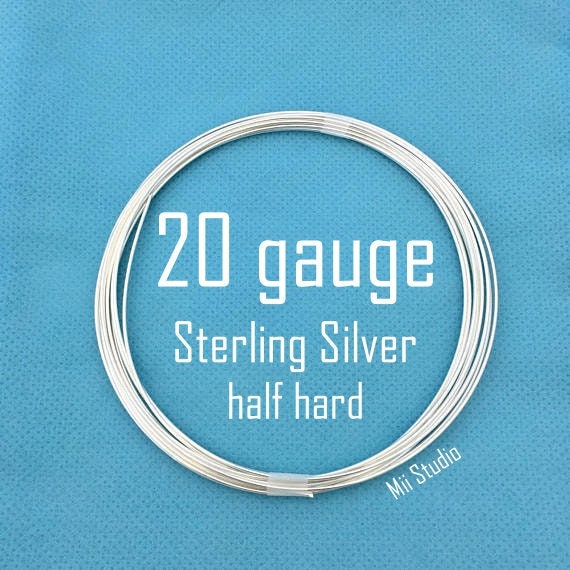 9ft 20 gauge solid Sterling Silver round beading wire half oz half hard w20HH