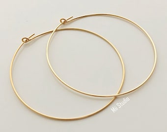 45mm beading hoop 14k gold filled large round earring ear wire earwire E18g