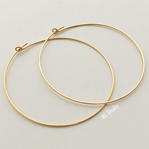 45mm beading hoop 14k gold filled large round earring ear wire earwire E18g