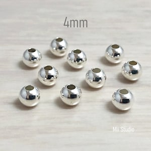 4mm Sterling Silver Seamless Round Bead Small Spacer 50pcs S04s