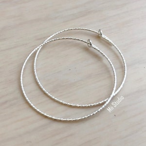 6pcs 10pcs 30mm Sterling Silver Sparkling Round Beading Hoop Earring Wire Ear Wire Earwire E70s