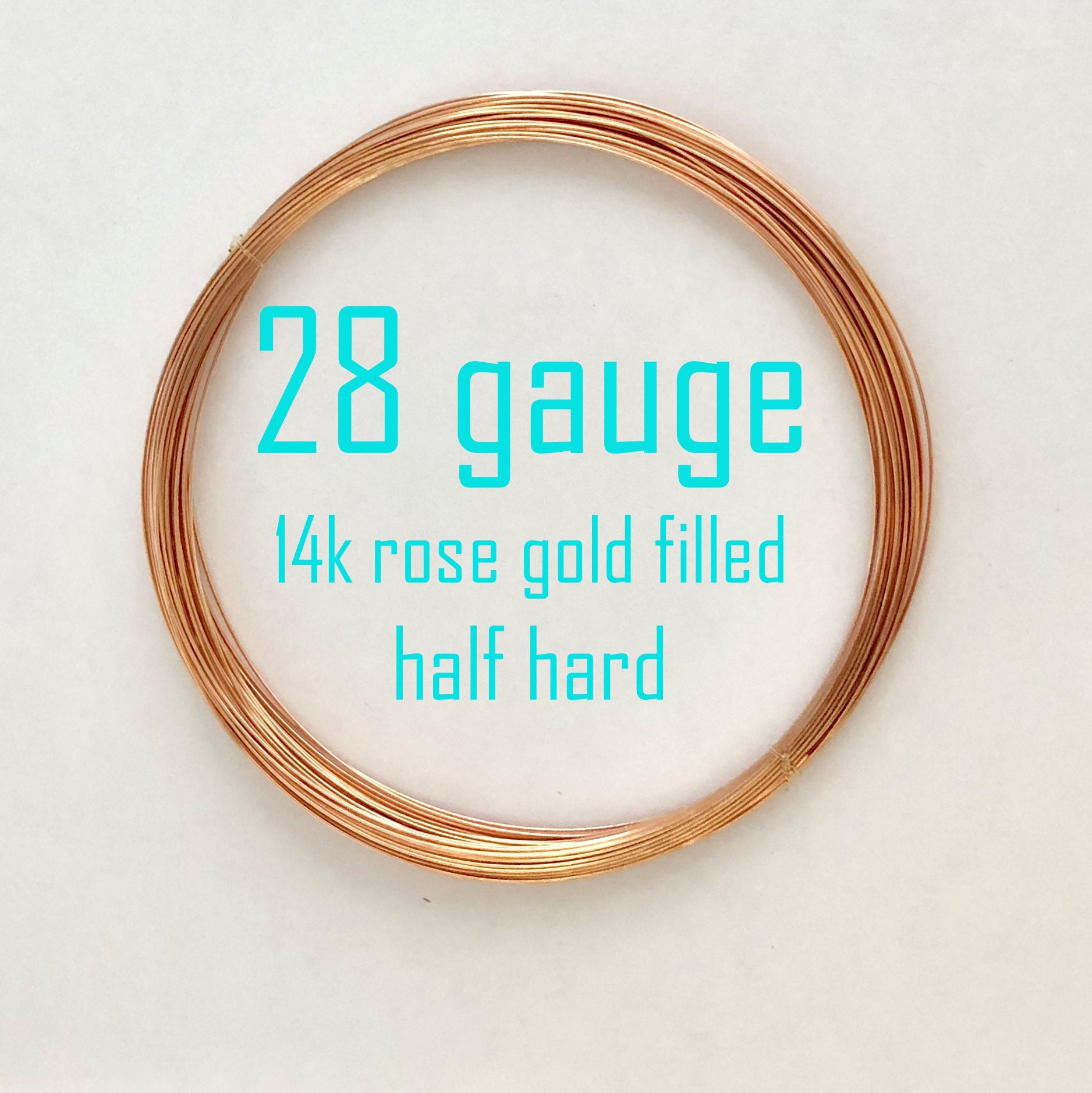 28 gauge 14k Rose Gold filled beading wire 10ft half hard-RG
