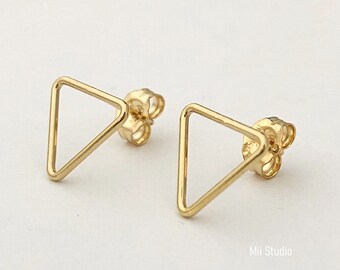 14K gold Filled 10mm Triangle Edge Ear Post with Butterfly Earring Backing E92g