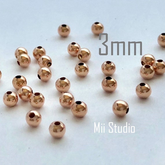 50x 3mm 14k ROSE gold filled Round seamless bead spacer small shiny plain S03rg