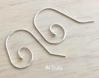 Interchangeable 925 bright sterling silver ball end earrings hook earwire ear wires E04s
