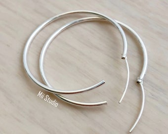 40mm  925 sterling silver round endless hoop loop earring wire ear wire earwire E24s