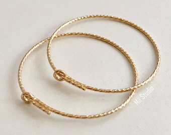 4pcs 10pcs 25mm Sparkling Wire Beading Hoop Earwire 14k Gold Filled Earring E68g