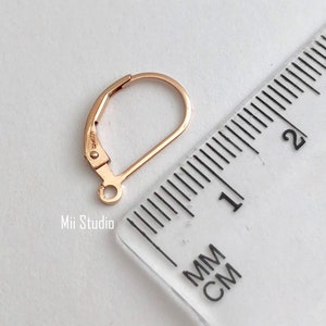 Plain 14k Rose Gold Filled Leverback Lever back Earring Ear Wire with Open Ring E48rg image 4