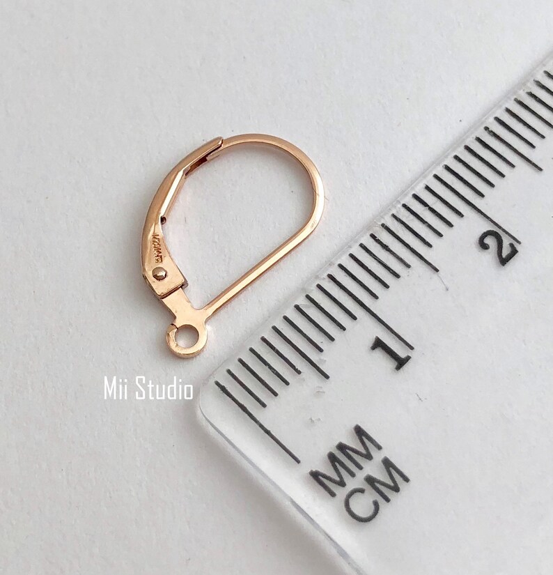 Plain 14k Rose Gold Filled Leverback Lever back Earring Ear Wire with Open Ring E48rg image 4
