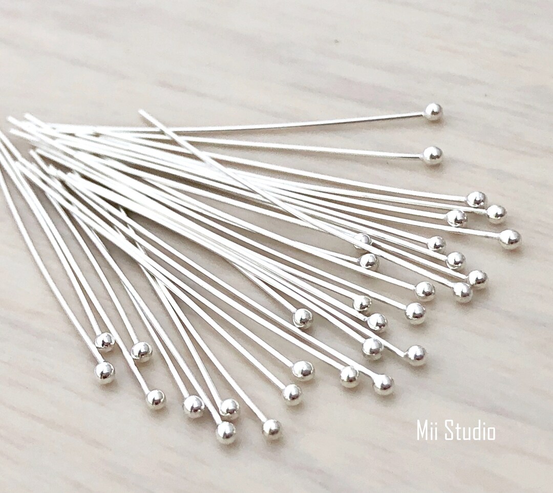 24 Gauge Ball Dot Bead Head Pin Headpins 925 Sterling Silver 1.5 F24s