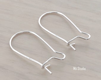 Sterling Silver Kidney Earring Ear Wire 23mm Medium 10pcs E27s