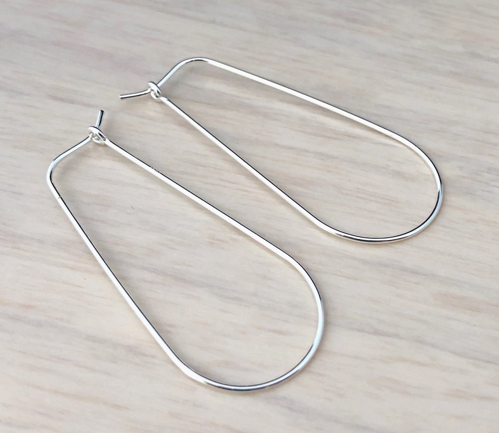 Teardrop Beading Hoop Sterling Silver 17x40mm E87s Etsy