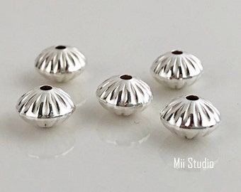 10 Stück 20 Stück 6.7x4.6 mm Sterling Silber gewellte Untertasse Perlen Loch 1,5 mm S23s