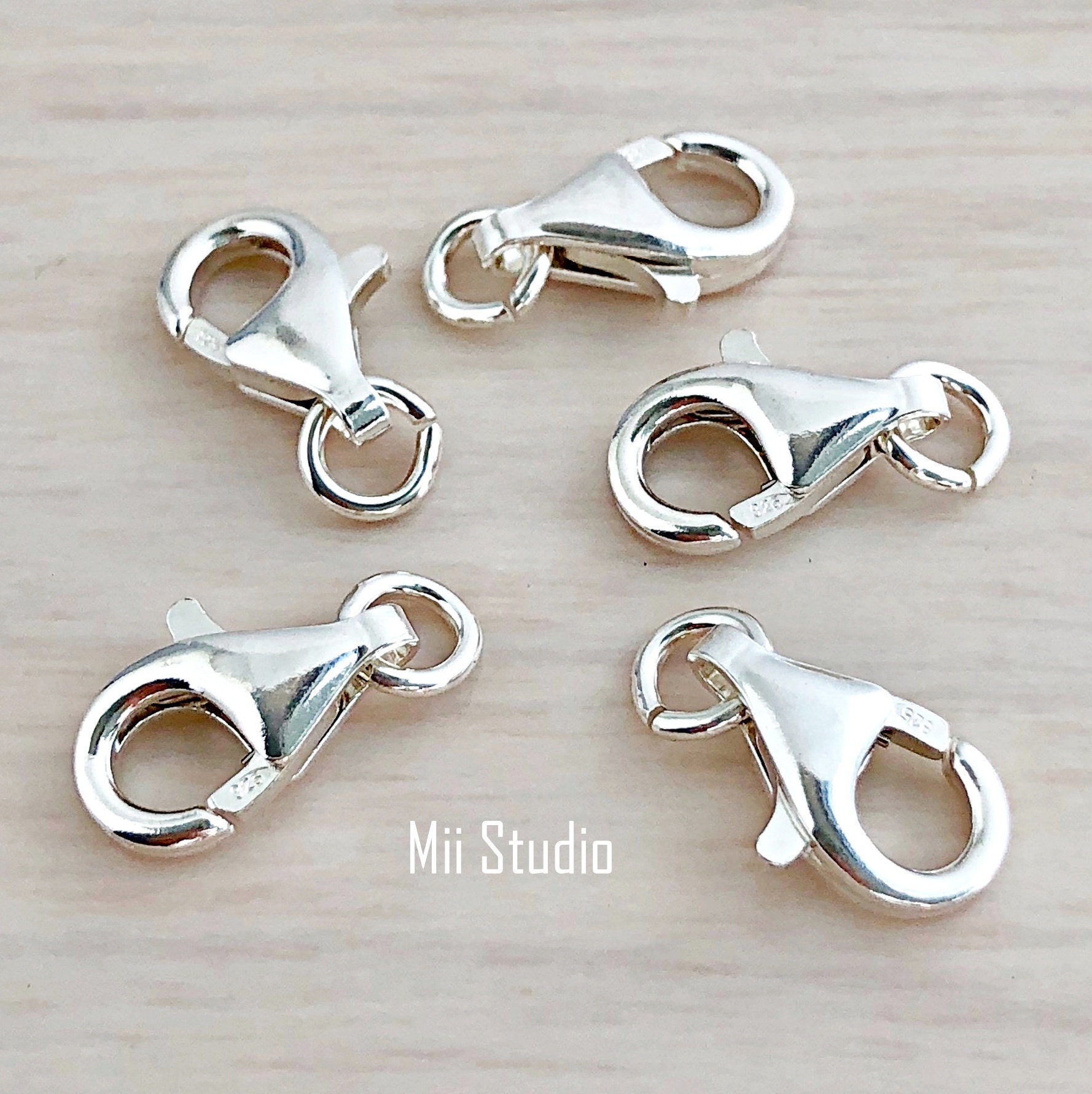 New 10 mm Sterling .925 Silver Strong Oval Lobster Claw Trigger Clasp With Ring 