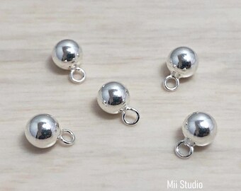 5 mm Sterling Silber 925 Ball Anhänger, Ball Drop Anhänger mit Ring D02s