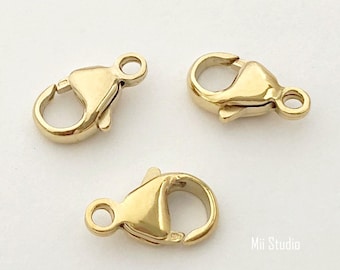 3 Stück 13 mm 14 Karat Gelbgold gefüllte ovale Birnen Karabiner-Verschlüsse mit Öse F42g