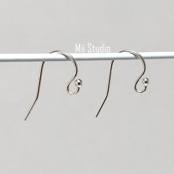 925 Sterling Silver Ball End Ear Wire 20.5 Gauge 10pcs