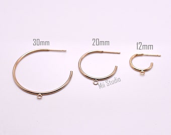 14K Gold Filled Hoop Post Earrings - Open Hoop Style- E103g/ E104g/ E105g