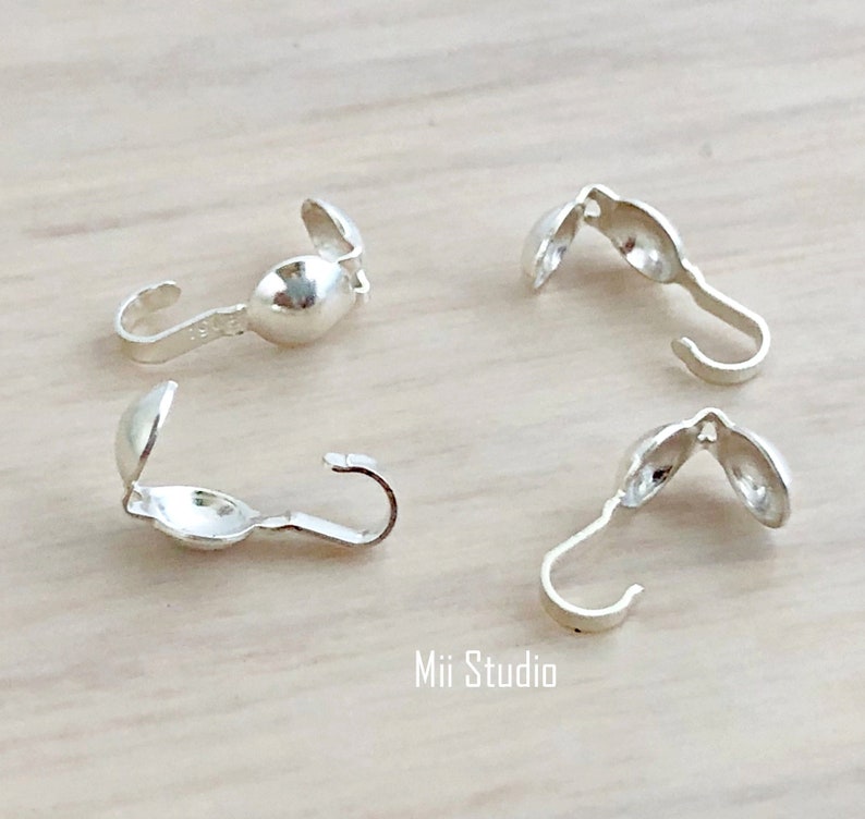 Clamshell Bead Tip Knot End Cover 925 Sterling Silverclam Etsy