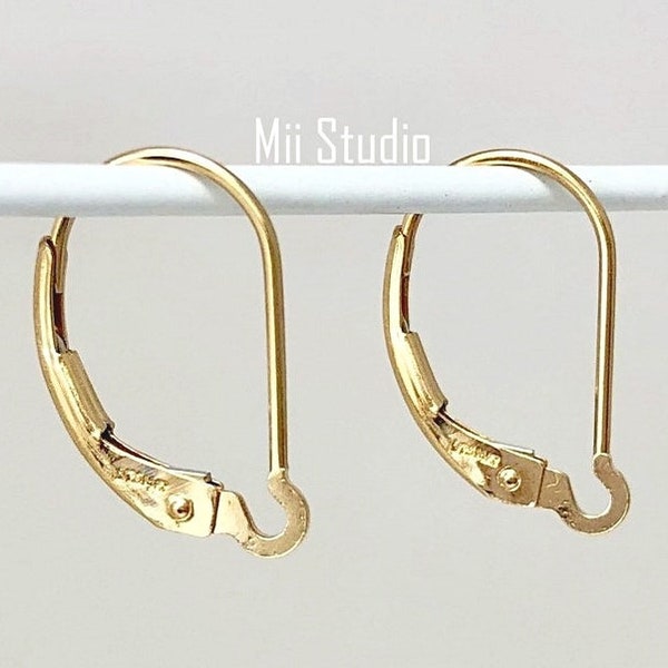 plain interchangeable 14k gold filled Leverback Lever back earring ear wire with u ring E06g