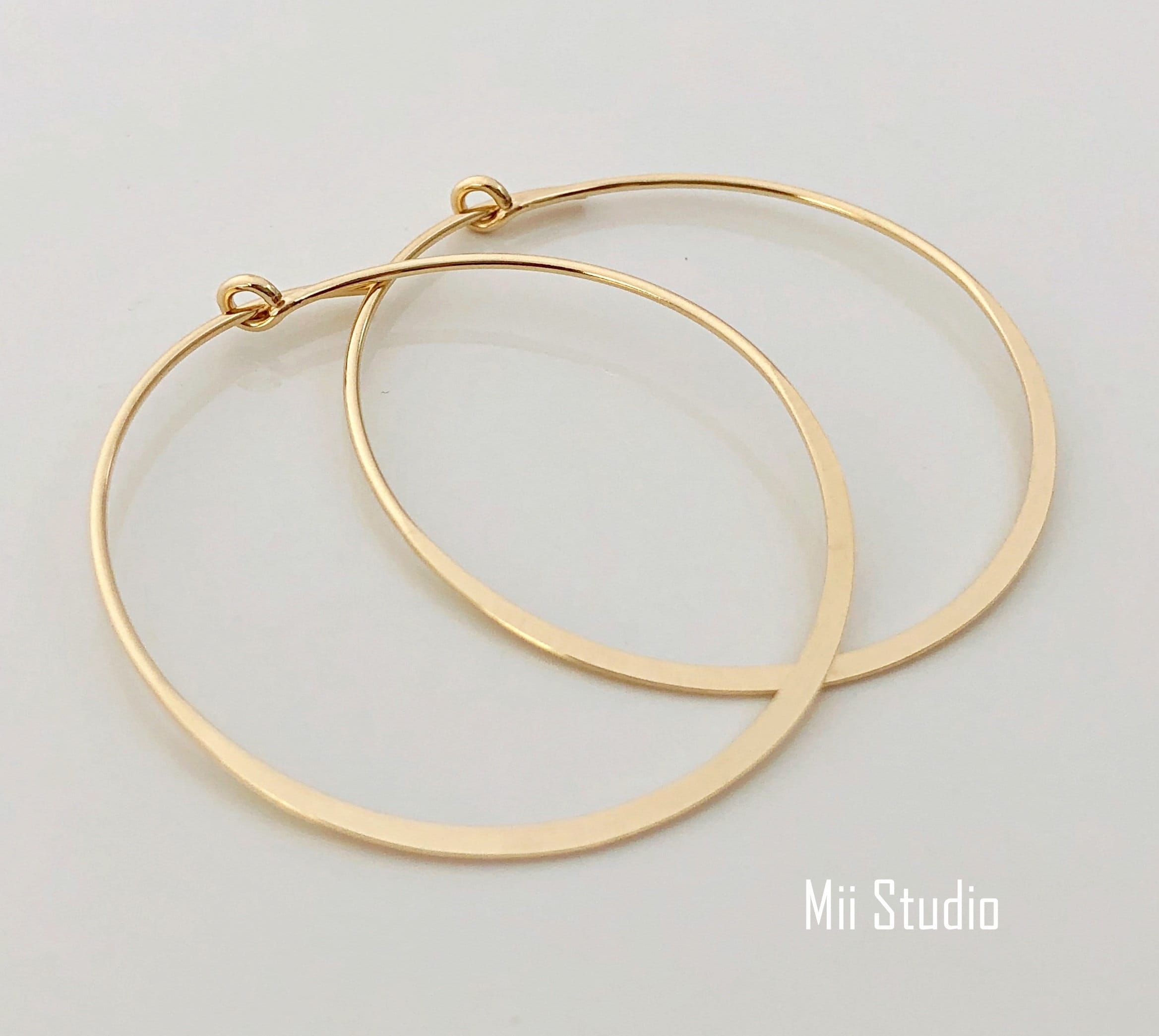 Orecchini A Cerchio A Pois Riempi In Vero Oro 14 Carati - Foto 4