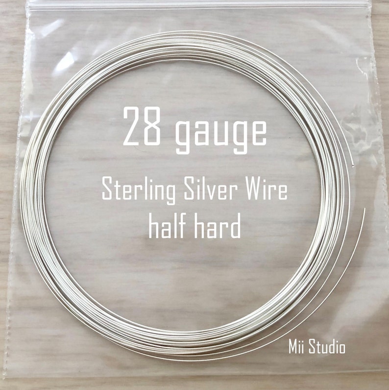15ft solid 28 gauge Sterling Silver round beading wire bright shinny half hard w28HH