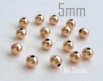 15 Stück 5 mm 14k Rose gold filled runde nahtlose glänzende Spacer Perlen S05rg