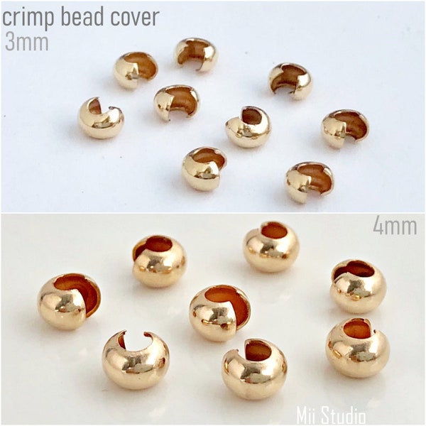 3mm 4mm 14K Gold Filled Round Crimp Bead Cover  F04g/F05g