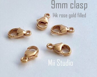 5pcs 9mm 14k rose gold filled oval trigger pear clasp closure with loop F40rg