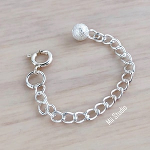 2pcs sterling silver extender chain with stardust bead Spring ring clasp extend 2 3/8&quot; f51s